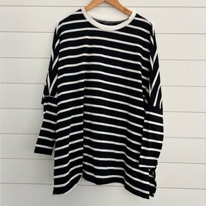 Shein Curve Split Hem Striped Top Size 0XL